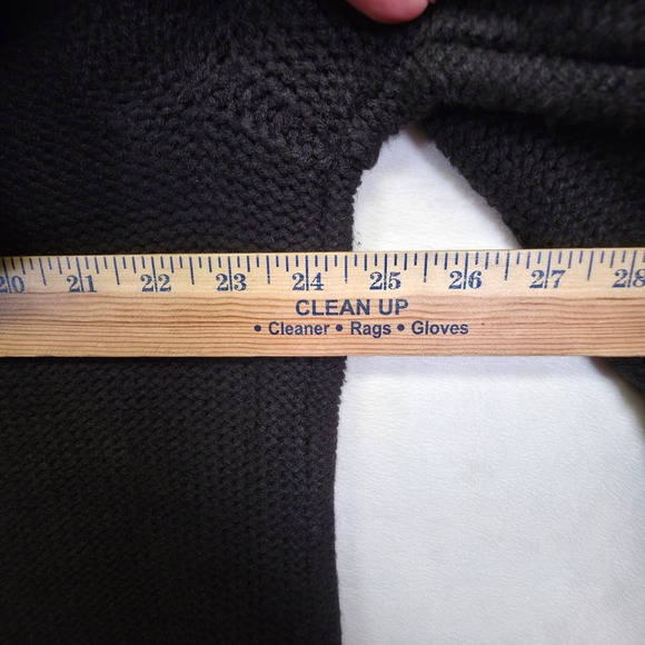 St Johns Bay Cardigan Womens Black‎ Cable Knit Chunky Ribbed Preppy Old Money - Picture 4 of 15